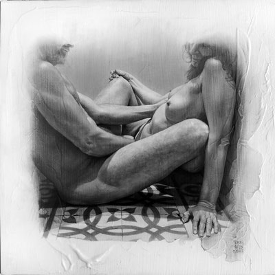 "Ruido blanco / White noise". Grafito sobre tabla / Graphite on board. 2016.  50 x 50 cm.