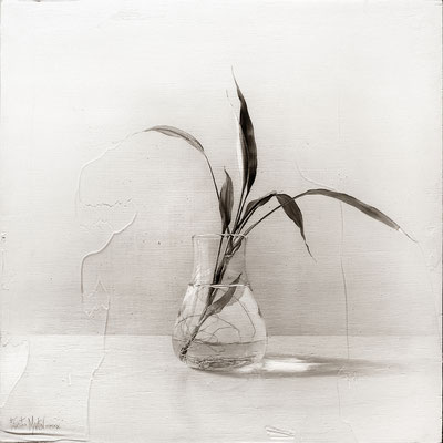 "Frasco con planta nº3 / Glass jar with plant #3". Grafito sobre tabla / Graphite on board. 2020. 40 x 40cm. Colección particular.