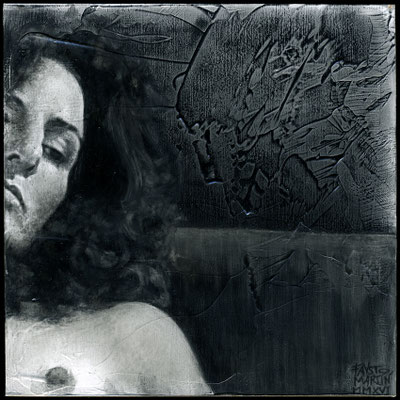 "Crónica de una espera. Capítulo 2 / Chronicle of a wait. Chapter 2". Grafito sobre tabla / Graphite on board. 2016. 20 x 20 cm.