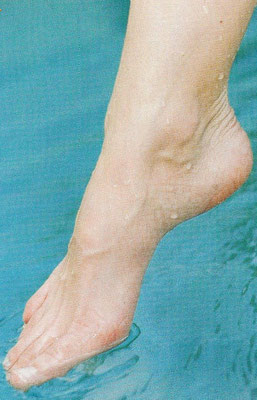 Photo d'un pied droit. On y voit des veines sous la peau !