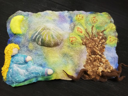3D Filzbild Märchenlandschaft von Heike Giesbert 