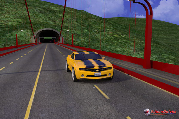 Puente Golden Gate y Camaro 3D
