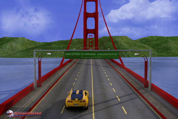 Puente Golden Gate y Camaro 3D