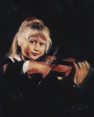 Original, Pastell auf Velour, Portrait von Maria-Elisabeth 1997