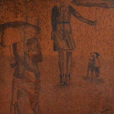 RAINY DAY SERIE II, ACRYL AUF EISEN, 40X40