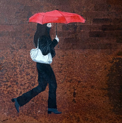 RAINY DAY, 30X30, ACRYL AUF EISENPLATTE, VERKAUFT