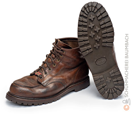 Red Wing '100 anniversary' mit dunkelbrauner Vibram 1136 Roccia Profilsohle