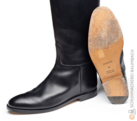Hermes Stiefel schwarz mit zerkratzter Sohle