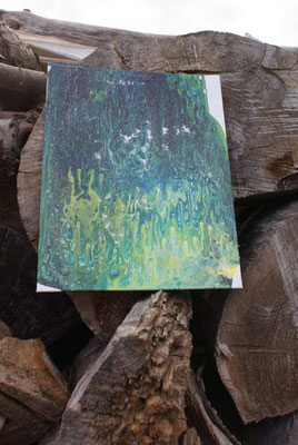 Länge: 30 cm / Breite: 24 cm (Acrylbasis/ Leinwand/ Fluidpainting)