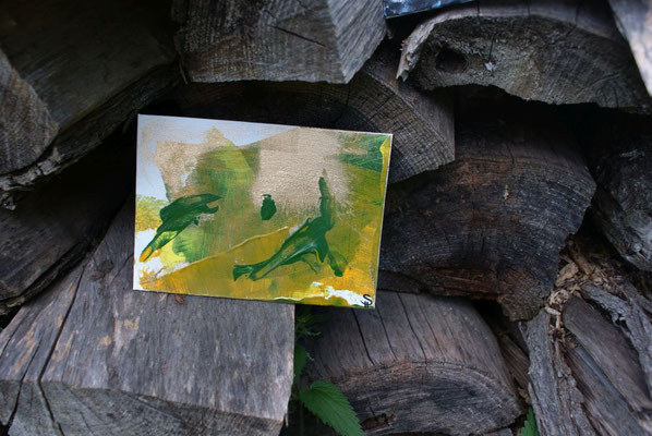 Länge: 13 cm / Breite: 18 cm (Acrylbasis/ Pigmente/ Leinwand)