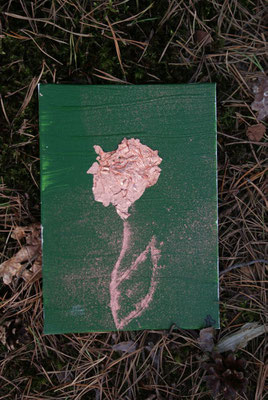 Länge: 18 cm / Breite: 13 cm (Acrylbasis/ Pigmente/ Metallplättchen/ Leinwand)