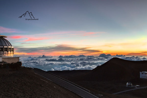 Bild: Teleskop im Abendrot, Mauna Kea Hawaii