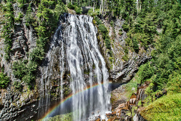 Bild: "rainbow under Narada Falls"; Mount Rainier NP