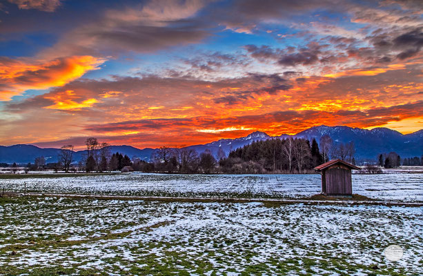 Bild: Kochelmoos bei Großweil zum Sonnenaufgang, "orange morning", Kochelmoos", www.2u-pictureworld.de