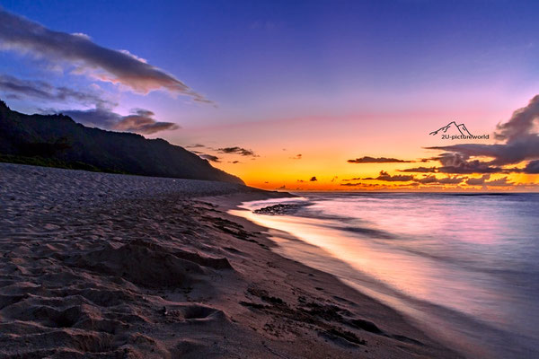 Bild: "abendliches Farbenspiel", Nord-Westküste Oahu