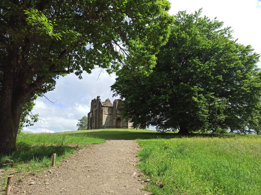 Le nouveau cheminement menant à la chapelle, au sommet de l'allée des hêtres (auparavant, les promeneurs abordaient la chapelle par un chemin plus à droite).