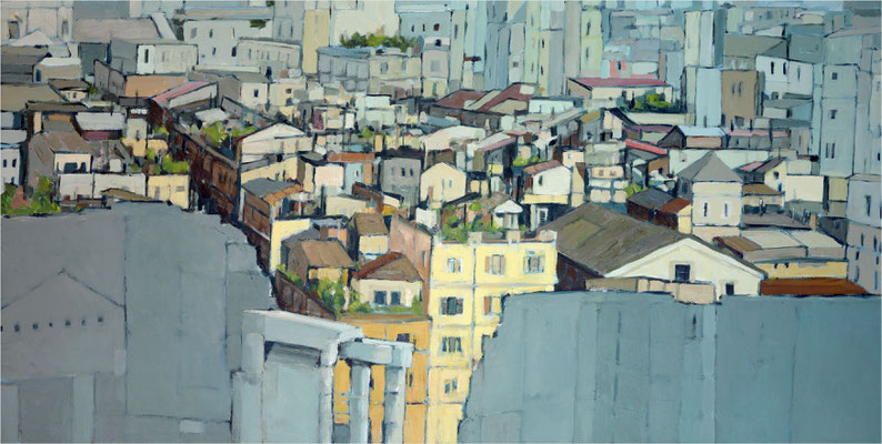 Rom auf Rom, Öl auf Leinwand, 2023, 140 x 70 cm