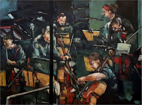 Generalprobe, Öl auf Leinwand, 2018, 120 x 90 cm