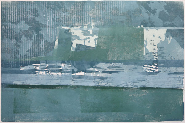 Regenmeer, 7-Farb-Holzschnitt, Unikatdruck, 2026, 62 x 40 cm