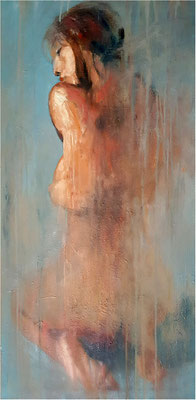 M duscht, Öl auf Leinwand, 2020, 50 x 100 cm