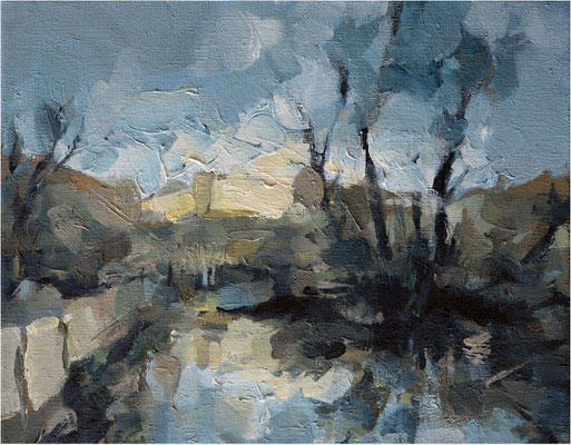Grün schwindet, Öl auf Leinwand, 2024, 30 x 24 cm