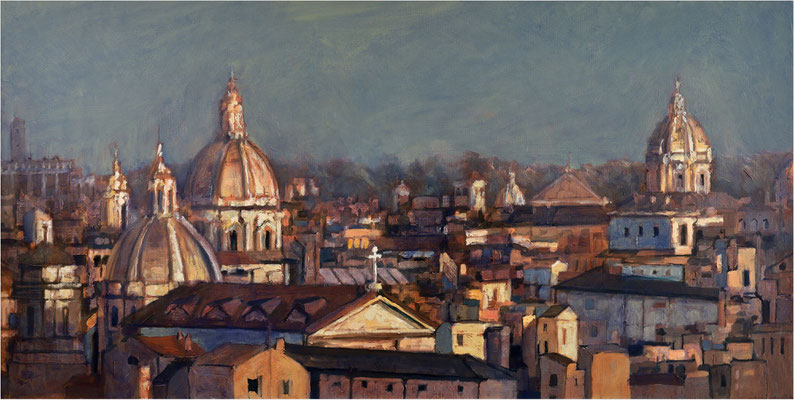Römischer Abend, Öl auf Leinwand, 2023, 100 x 50 cm