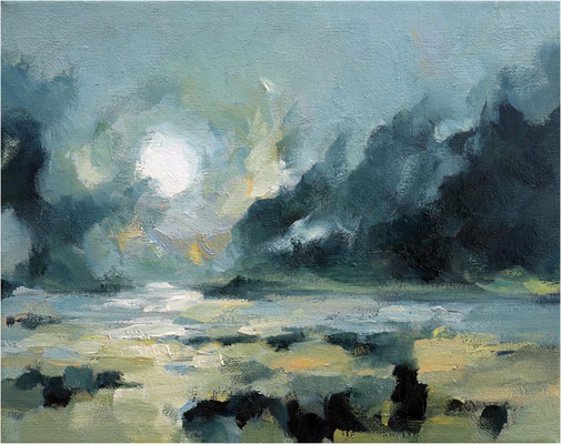 MondlieberamMeer, Öl auf Leinwand, 2024, 30 x 24 cm