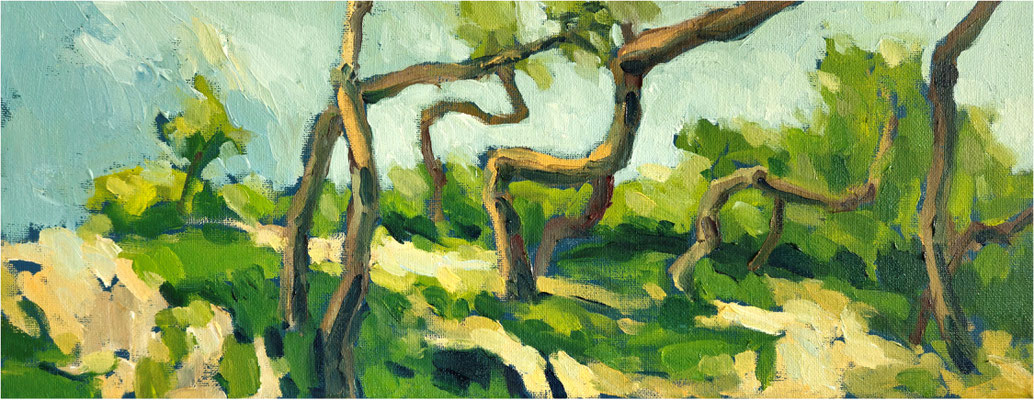Windflüchter, Öl auf Leinwand, 2024, 50 x 20 cm