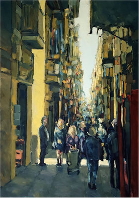 Barcelona, Öl auf Leinwand, 2019, 70 x 100 cm