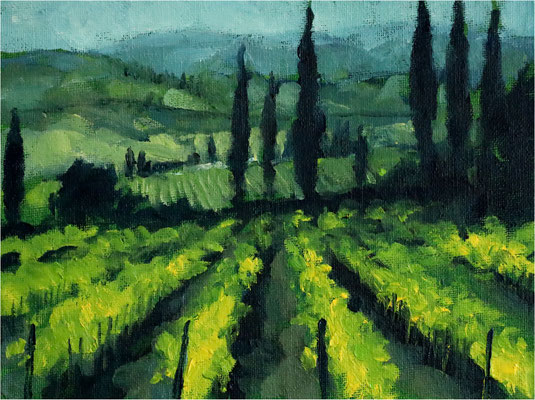 Toskana Studie 2, Öl auf Leinwand, auf Pappe, 2024, 24 x 18 cm
