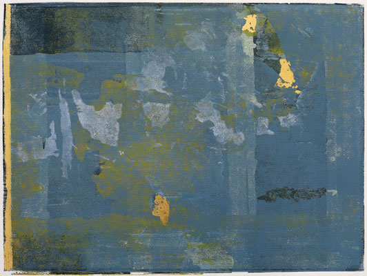 Sonntag, 6-Farb-Holzschnitt, Blattgold, Unikatdruck, 2026, 54 x 40 cm