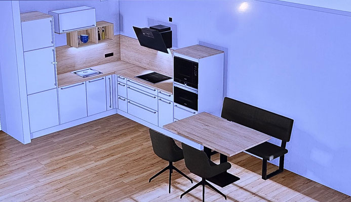 Die geplante offene Küche in der Ferienwohnung Duhner Spitze Nr. 4