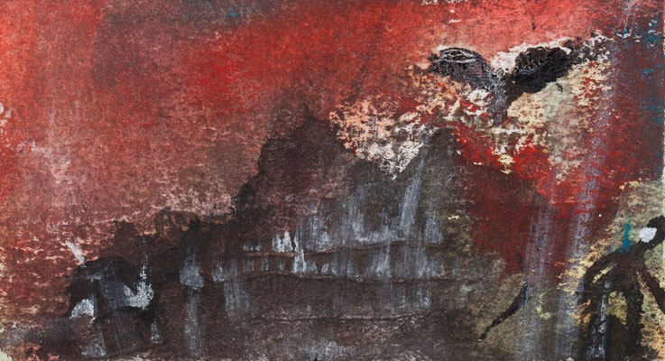 L'oiseau de Minerve (acrylique sur papier 5 x 10 cm)