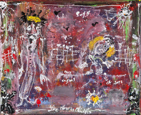 Les clowns christs (acrylique sur toile 24 x 30 cm)