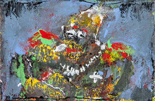 Hilare se marre (acrylique sur toile 12 x 18 cm)
