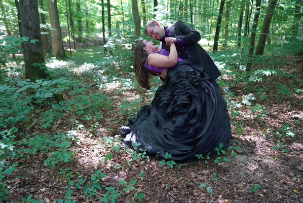 unsually wedding, gothic bride and groom