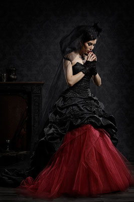 red and black wedding dress
