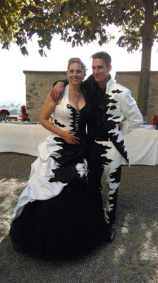 gothic wedding, black white bridaldress 