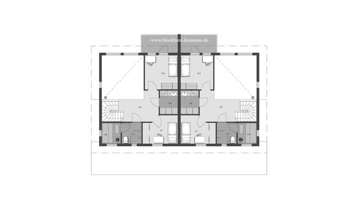 Doppelhaus - Blockhaus - EG Grundriss  