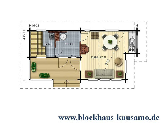 Grundriss - Wellness - Sauna - Hochwertiges Gästehaus - Blockhaus mit Pultdach