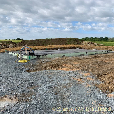 Blockhaus Baustelle in Bayern - Bodenplatte  in der Nähe von  Bayreuth