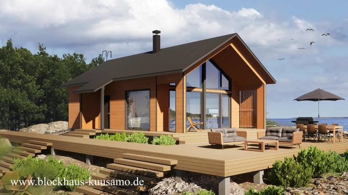 Ein kompaktes, ebenerdiges Blockhaus