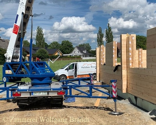 Blockhaus Baustelle nördlich von Nürnberg - Holzhaus - Massivholzhaus - Bauen - Hausbau - Holzbau 