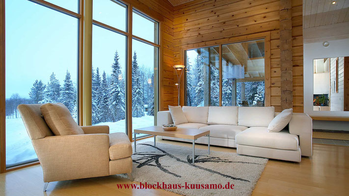 Holzhaus - Wohnzimmer - Holzhaus in Blockbauweise