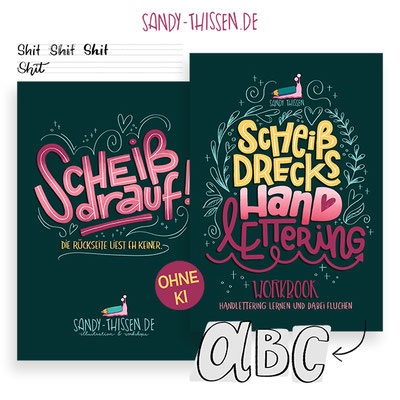Übungsheft für Handlettering, Buchstaben und Alphabete zeichnen lernen, Schönschreiben