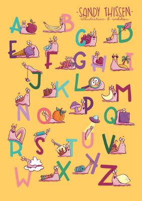 Lustiges Schnecken ABC Alphabet