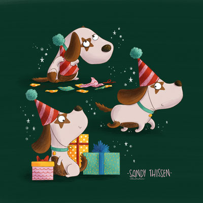 Hund zur Weihnachtszeit, freie Arbeit