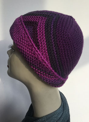 Wi 109b - High-Tech Supermodell  gestrickt - fuchsia dunkelrot - Kopfbedeckung nach Chemo