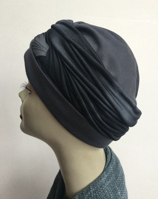G 85 - Kopfbedeckungen kaufen - Seidenjersey-Foulard und Chäppli - elegant und klassisch - anthrazit