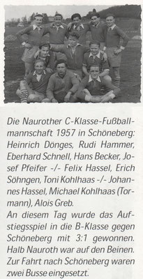 Naurother Aufstiegsmannschaft in die B-Klasse 1957